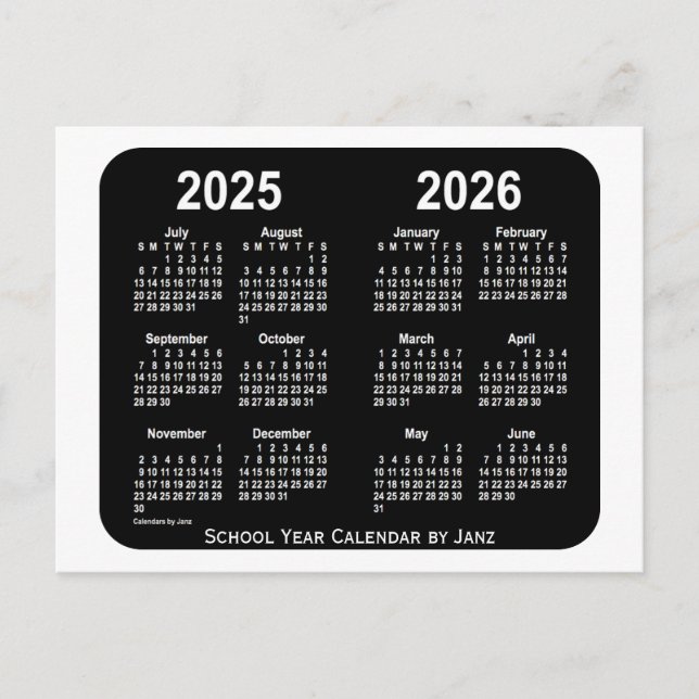 2025-2026 White Neon School Calendar von Janz Postkarte (Vorderseite)
