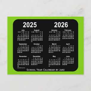 2025-2026 Yellowgreen Neon School Calendar by Janz Postkarte