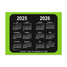 2025-2026 Yellowgreen Neon School Calendar by Janz