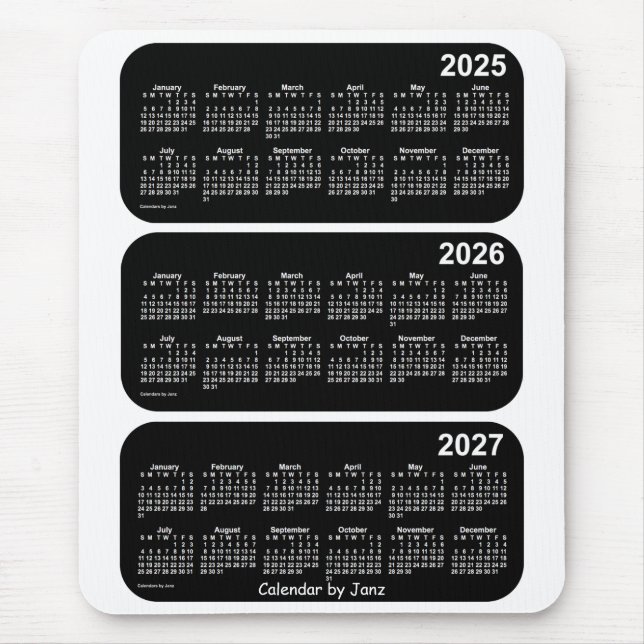 2025-2027 Weißer Neon 3-Jahres-Kalender von Janz Mousepad (Vorne)