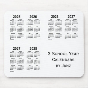 2025-2028 Schuljahr-Kalender des Weiß-3 durch Jan Mousepad