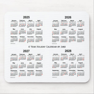 2025-2028 weißer Feiertags-Kalender durch Janz Mousepad