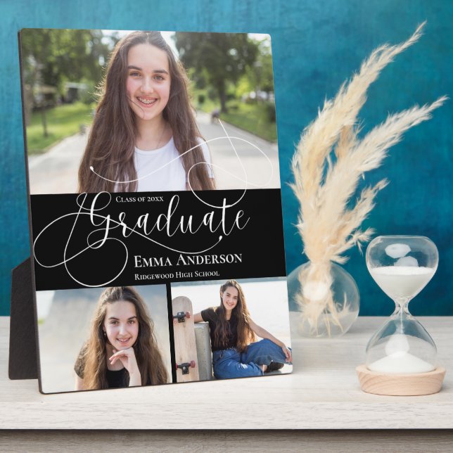 2025 Abschluss Black Multi Foto Gift Fotoplatte (Seite)