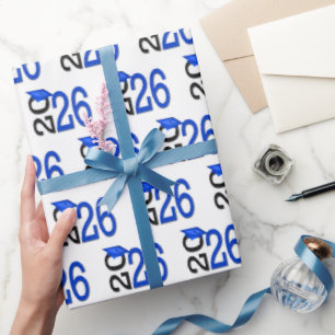 2025 Abschluss Blau und Schwarz Geschenkpapier