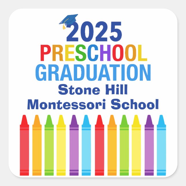 2025 Abschluss Custom School Party Quadratischer Aufkleber (Vorderseite)