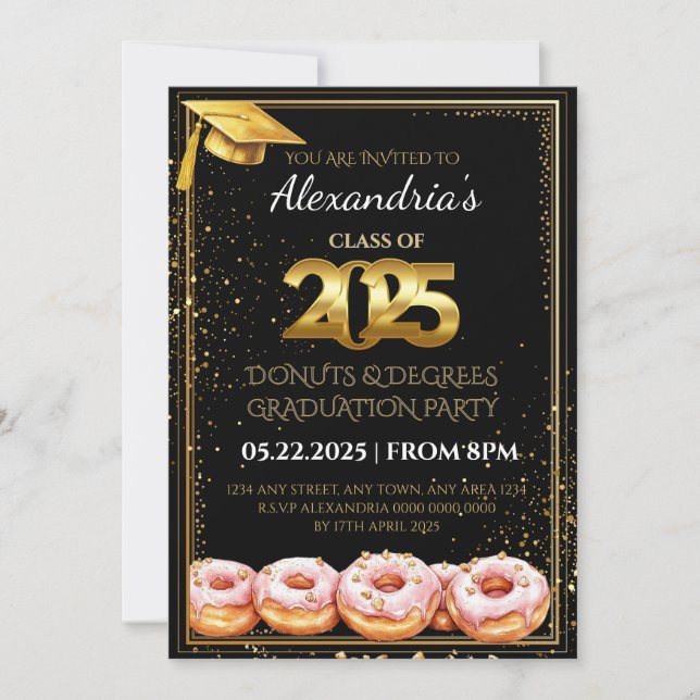 2025 Abschluss "Donuts and Degrees" Einladung (Vorderseite)