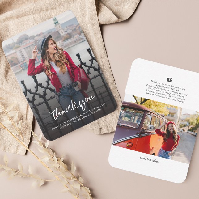 2025 Abschluss Foto Grad Dankeschön Karte (Graduation 2024 Graduate Photos Thank You Card)