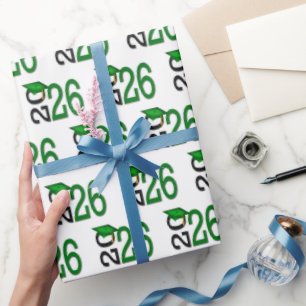 2025 Abschluss Grün und Schwarz Geschenkpapier