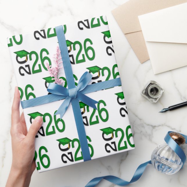 2025 Abschluss Grün und Schwarz Geschenkpapier (Schenken)