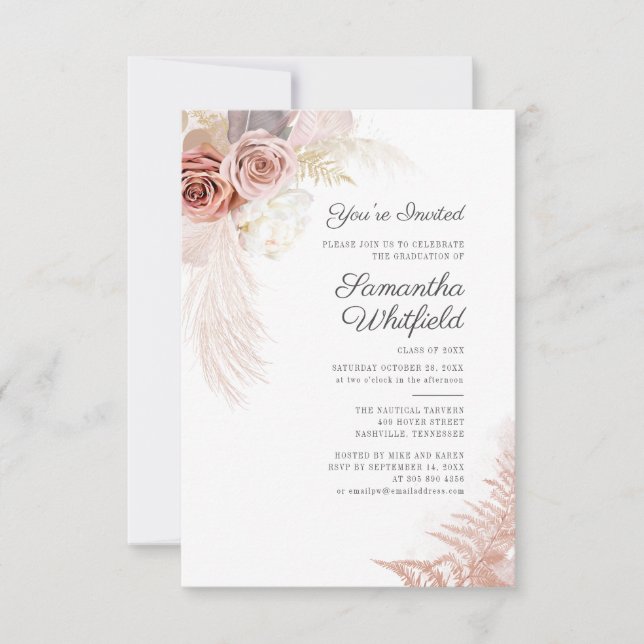 2025 Abschluss Pampas Grass Grad Party Einladung (Vorderseite)