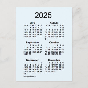 2025 Alice Blue 6-Monats-Mini-Kalender von Janz Postkarte