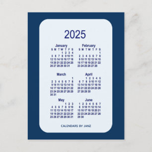 2025 Alice Blue 6 Month Mini Kalender von Janz Postkarte