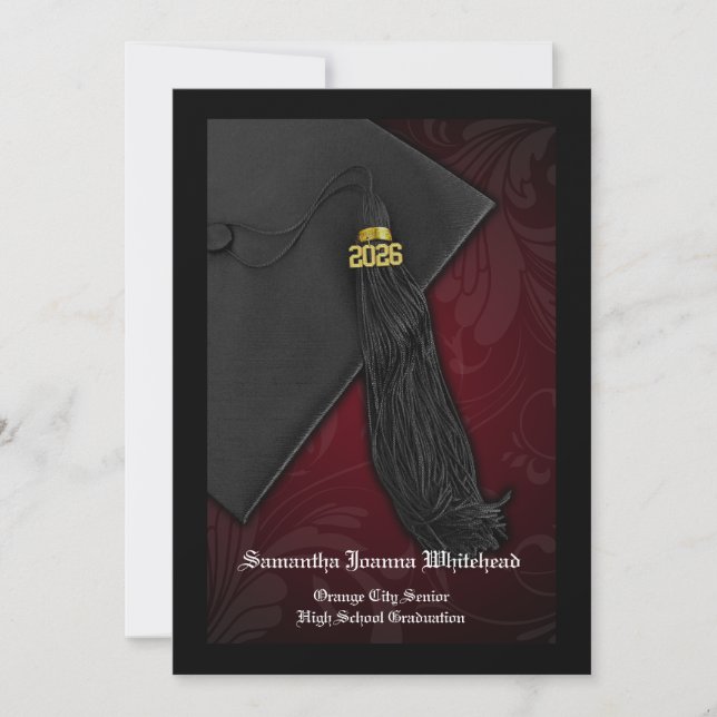 2025 Ankündigung des Abschlusses Maroon Tassel Cha (Vorderseite)