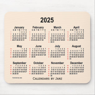 2025 Antique White 52 Weeks Calendar von Janz Mousepad