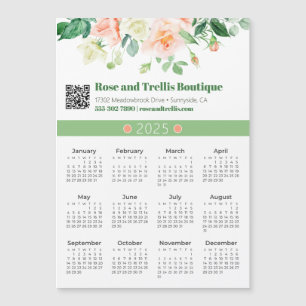 2025 Aquarell-Rose Business Calendar Magnet