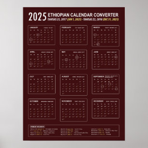 2025 Äthiopischer Kalender Umrechner Poster