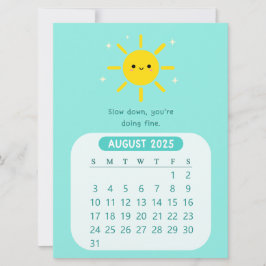 2025 August Monatlicher Kawaii Motivierend Kalende Einladung