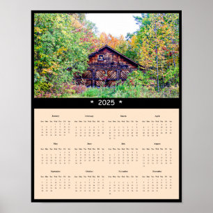2025 Barn in Fall Wall Calendar Poster