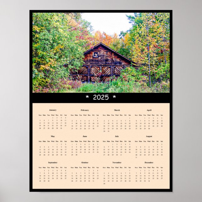 2025 Barn in Fall Wall Calendar Poster (Vorne)
