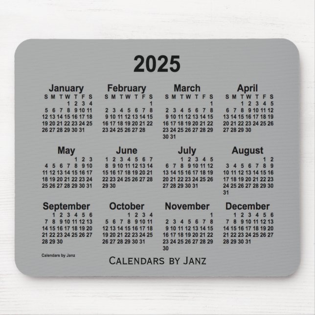 2025 Battleship Gray Calendar von Janz Mouse Pad Mousepad (Vorne)