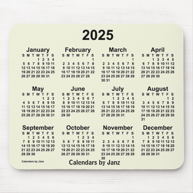 2025 Beige Kalender von Janz Mouse Pad Mousepad (Vorne)