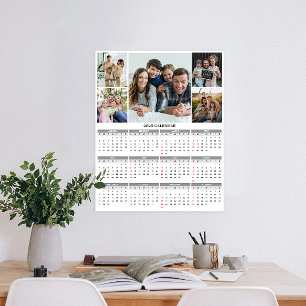 2025 Benutzerdefinierter Familien-Fünf-Foto-Kalend Poster