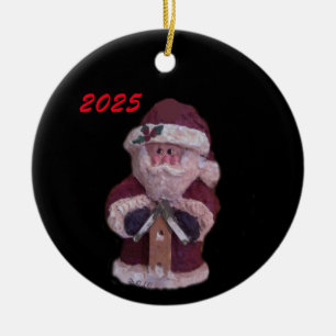 2025 BIRDHOUSE SANTA CHRISTMAS KERAMIK ORNAMENT