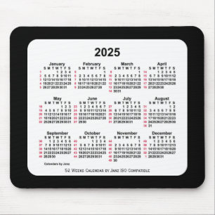 2025 Black 52 Weeks ISO Kalender von Janz Two Tone Mousepad