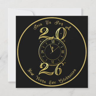 2025 Black Gold New Years Party Invitation Save The Date