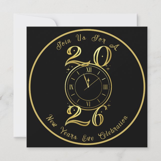 2025 Black Gold New Years Party Invitation Save The Date (Vorderseite)