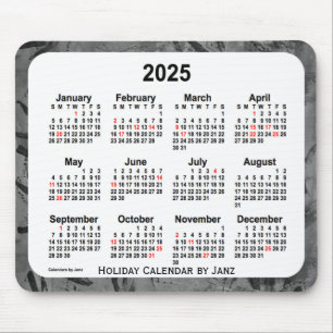 2025 Black Holiday Art Kalender von Janz Mouse Pad Mousepad