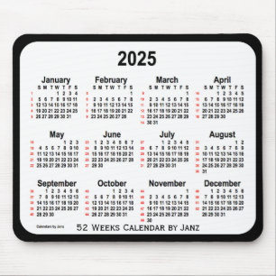 2025 Black Two Tone 52 Weeks Calendar von Janz Mousepad