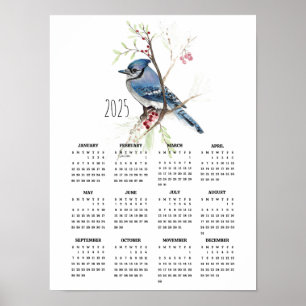 2025 Blauer Jay-Poster-Kalender Poster