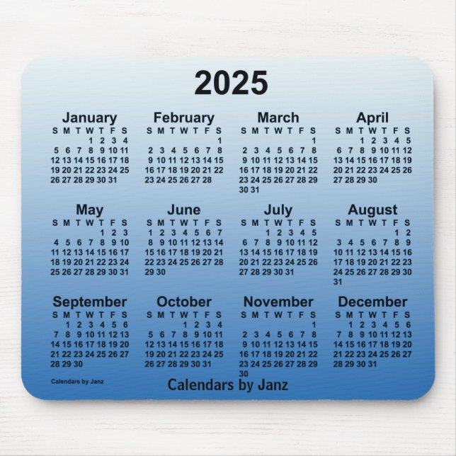 2025 Blauer Kalender verblasst von Janz Mouse Pad Mousepad (Vorne)