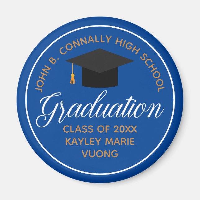 2025 Blue Gold Graduation Party Custom Keepake Magnet (Vorne)