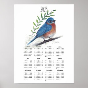2025 Bluebird auf dem Zweigplakatkalender Poster