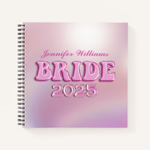 2025 bride Retro-rosa Drehbuch personalisiert Notizbuch