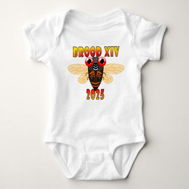 2025 Brood XIV Cicadas One-Piece Outfit, Version 2 Baby Strampler (Vorderseite)