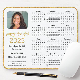 2025 Calendar Business Foto Elegant Gold Glitzer Mousepad
