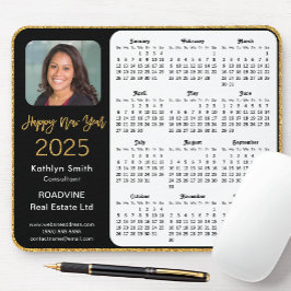 2025 Calendar Business Foto Elegant Gold Glitzer Mousepad