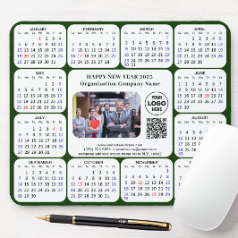 2025 Calendar Business Foto Logo QR Modern Green Mousepad