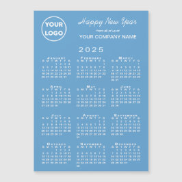 2025 Calendar Business-Logo Light Blue Holiday Magnetkarte