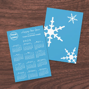 2025 Calendar Business-Logo Light Blue Snowflake Feiertagskarte
