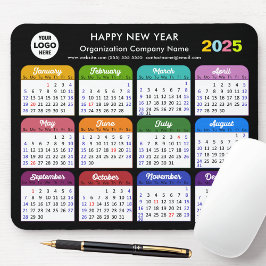 2025 Calendar Business-Logo Moderne Schwarze Farbe Mousepad