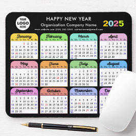 2025 Calendar Business-Logo Moderne Schwarze Farbe Mousepad