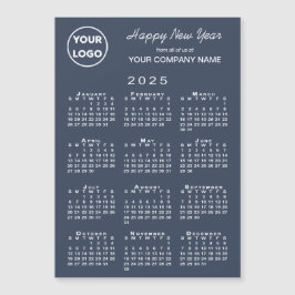2025 Calendar Business Logo Navy Holiday Magnet