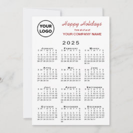 2025 Calendar Business-Logo Red White Gingham Feiertagskarte