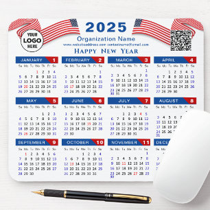 2025 Calendar Business-Logo US Patriotic Blue Red Mousepad