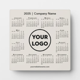 2025 Calendar Company Logo Beige Business Fotoplatte
