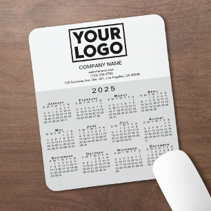 2025 Calendar Company Logo und Text Grau Weiß Mousepad